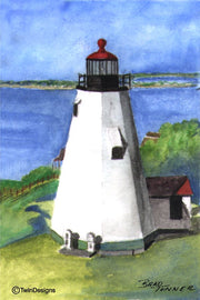 "Gurnet Lighthouse Massachusetts" Boxed Note Cards Original Watercolor by Brad Tonner