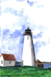 "Baker's Island Lighthouse Massachusetts" Boxed Note Cards Original Watercolor by Brad Tonner