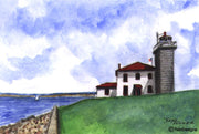"Watch Hill Lighthouse Rhode Island" Boxed Note Cards Original Watercolor by Brad Tonner
