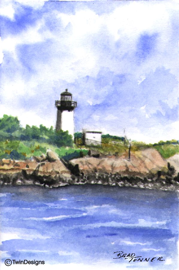 "Ten Pound Island Lighthouse Massachusetts" Boxed Note Cards Original Watercolor by Brad Tonner