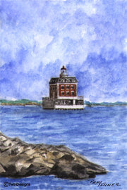 "New London Ledge Lighthouse Connecticut" Boxed Note Cards Original Watercolor by Brad Tonner