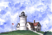 "Nobska Point Lighthouse Cape Cod" Boxed Note Cards Original Watercolor by Brad Tonner