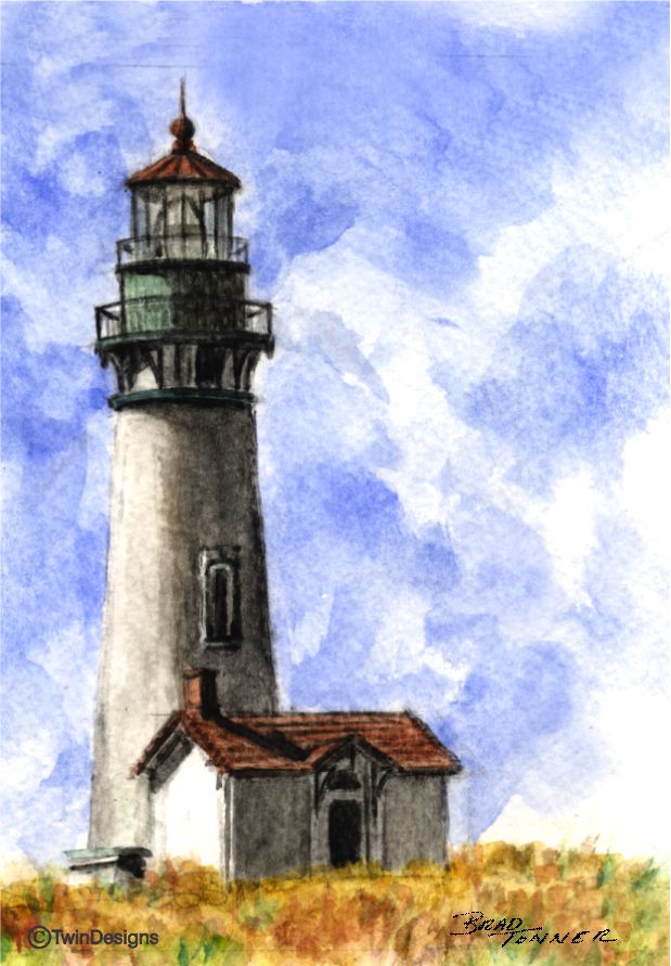 Yaquina Head Lighthouse Oregon" Boxed Note Cards Original Watercolor by Brad Tonner