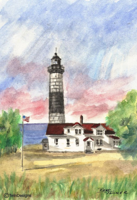 "Big Sable Lighthouse Michigan" Boxed Note Cards Original Watercolor by Brad Tonner