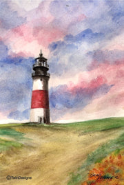 "Sankaty Head Lighthouse Nantucket" Boxed Note Cards Original Watercolor by Brad Tonner