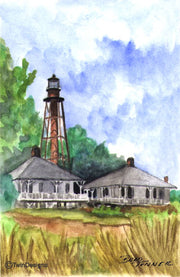 "Sanibel Island Lighthouse Florida" Boxed Note Cards Original Watercolor by Brad Tonner
