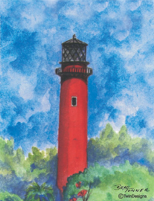 "Jupiter Inlet Lighthouse Florida" Boxed Note Cards Original Watercolor by Brad Tonner