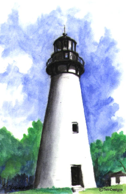 "Amelia Island Lighthouse Florida" Boxed Note Cards Original Watercolor by Brad Tonner