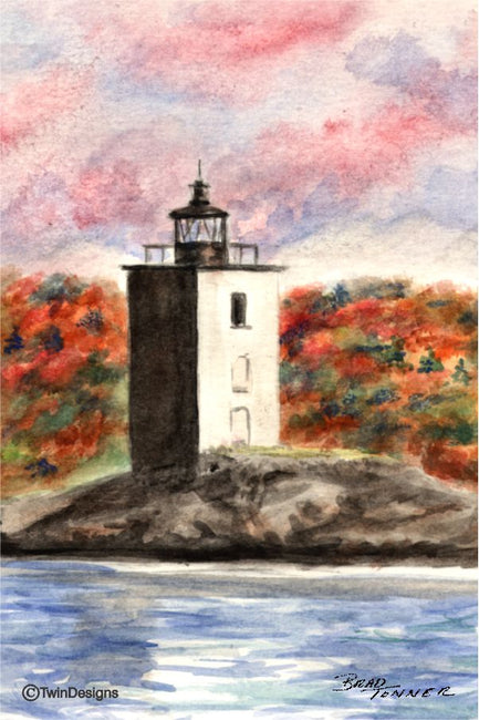 "Dutch Island Lighthouse Rhode Island" Boxed Note Cards Original Watercolor by Brad Tonner