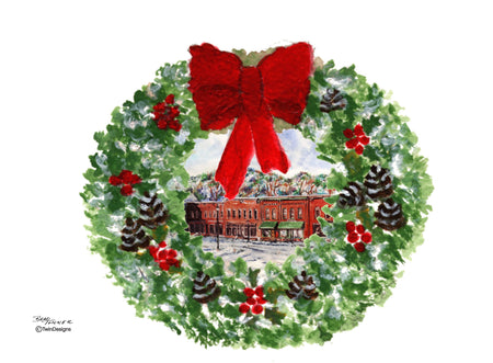 "Merry Christmas Bristol, New Hampshire" Boxed Christmas Cards Original Watercolor by Brad Tonner