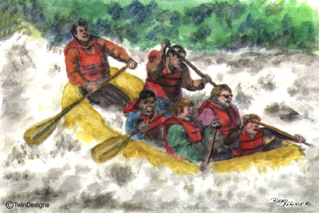 "White Water Rafting" Note Cards Original Watercolor by Brad Tonner
