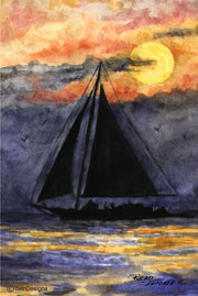 "Sunset Sailing" Note Cards Original Watercolor by Brad Tonner