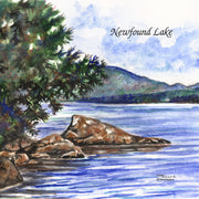 "Newfound Lake" Ceramic Tile Trivet  Original Watercolor by Brad Tonner. 6" x 6" Cork Backing.