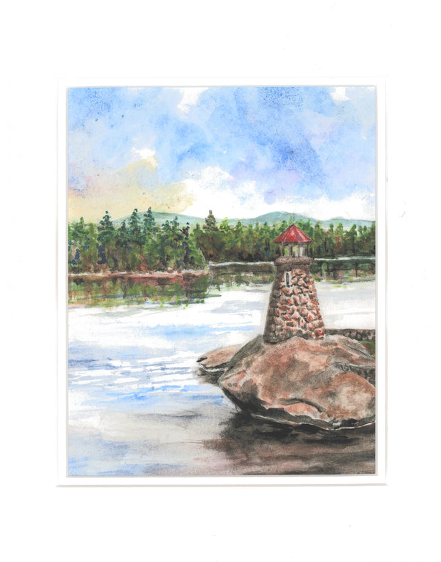 "Newfound Lake Lighthouse" Print of an Original Watercolor by Brad Tonner