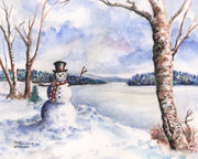 Newfound Lake Snowman Note Cards