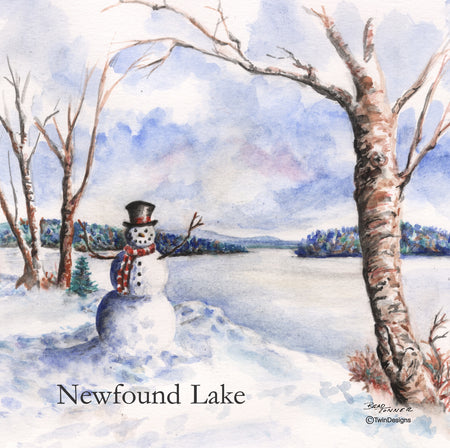 "Newfound Lake Snowman" Ceramic Tile Trivet