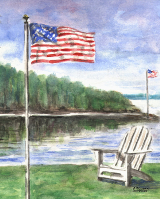 Lakeside Flag Note Cards