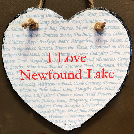 Newfound Lake Words Heart Slate