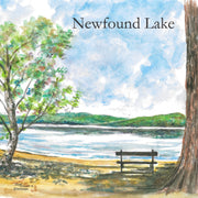 "Newfound Lake Bench" Ceramic Tile Trivet  Original Watercolor by Brad Tonner. 6" x 6" Cork Backing.