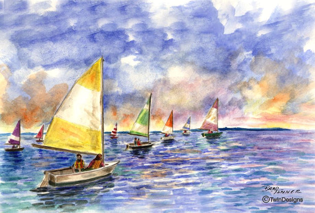 "Sailing to the Sun" Note Cards Original Watercolor by Brad Tonner