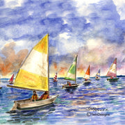 "Sailing to the Sun" Ceramic Trivet Original Watercolor by Brad Tonner