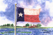 "Texas Bluebonnet Field" Note Cards Original Watercolor by Brad Tonner