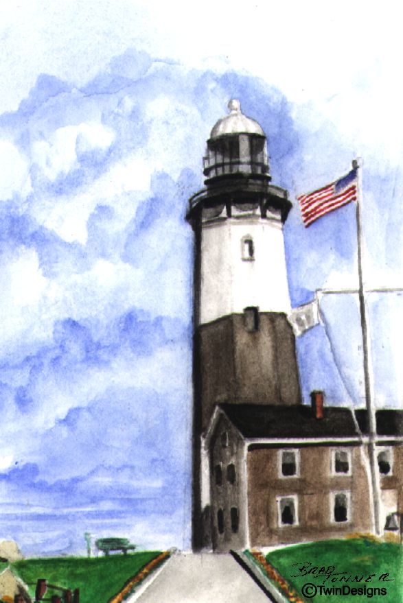 "Montauk Point Lighthouse New York" Boxed Note Cards Original Watercolor by Brad Tonner