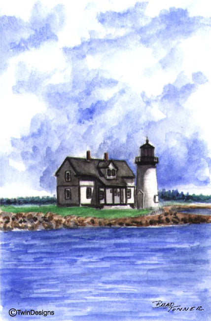 "Prospect Harbor Point Lighthouse Maine" Boxed Note Cards Original Watercolor by Brad Tonner