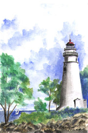 "Marblehead Lighthouse Ohio" Boxed Note Cards Original Watercolor by Brad Tonner