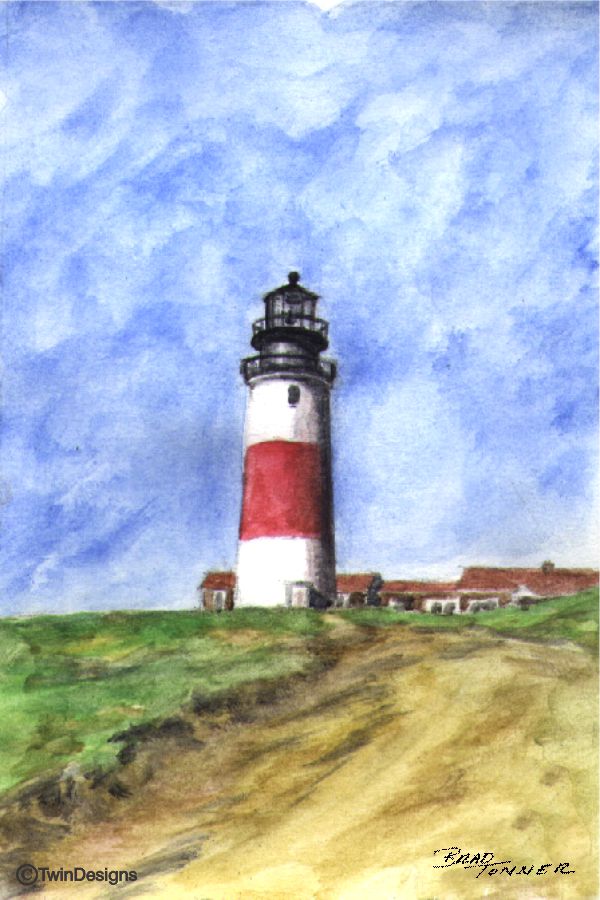 "Sankaty Lighthouse Nantucket" Boxed Note Cards Original Watercolor by Brad Tonner
