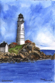 "Boston Light" Boxed Note Cards Original Watercolor by Brad Tonner