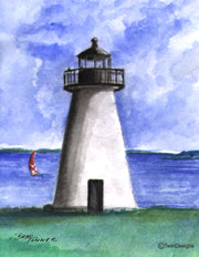 "Ned's Point Lighthouse" Note Cards from on Original Watercolor by Brad Tonner