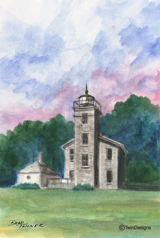 "Old Sodus Point Lighthouse New York" Boxed Note Cards Original Watercolor by Brad Tonner