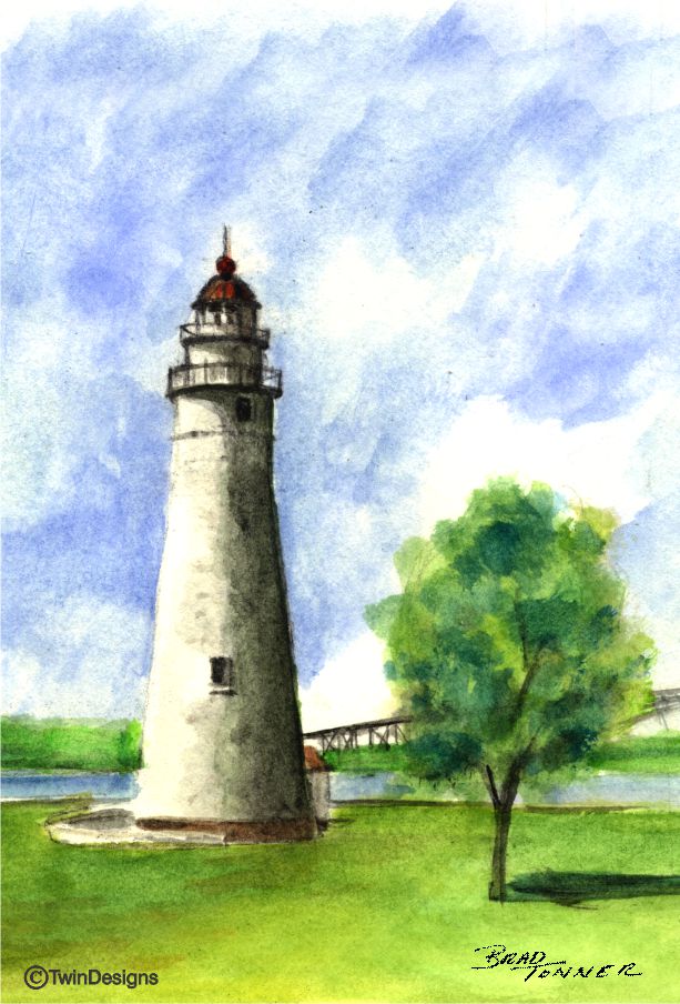 :Fort Gratiot Lighthouse Michigan" Boxed Note Cards Original Watercolor by Brad Tonner