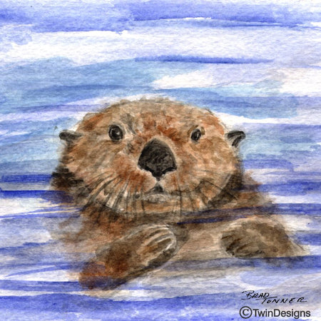 "Otter" Ceramic Trivet Original Watercolor by Brad Tonner