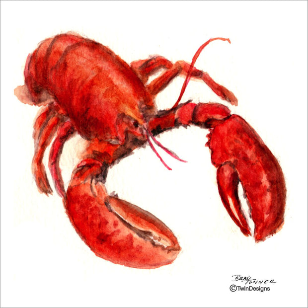 "Lobster" Ceramic Trivet Original Watercolor by Brad Tonner