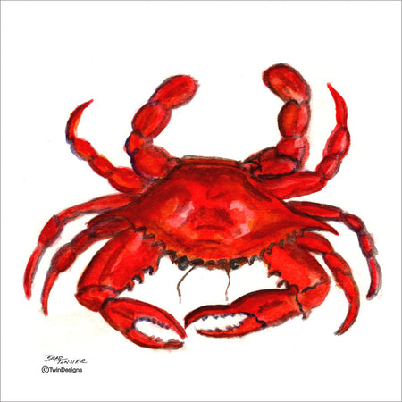 "Crab" Ceramic Trivet Original Watercolor by Brad Tonner